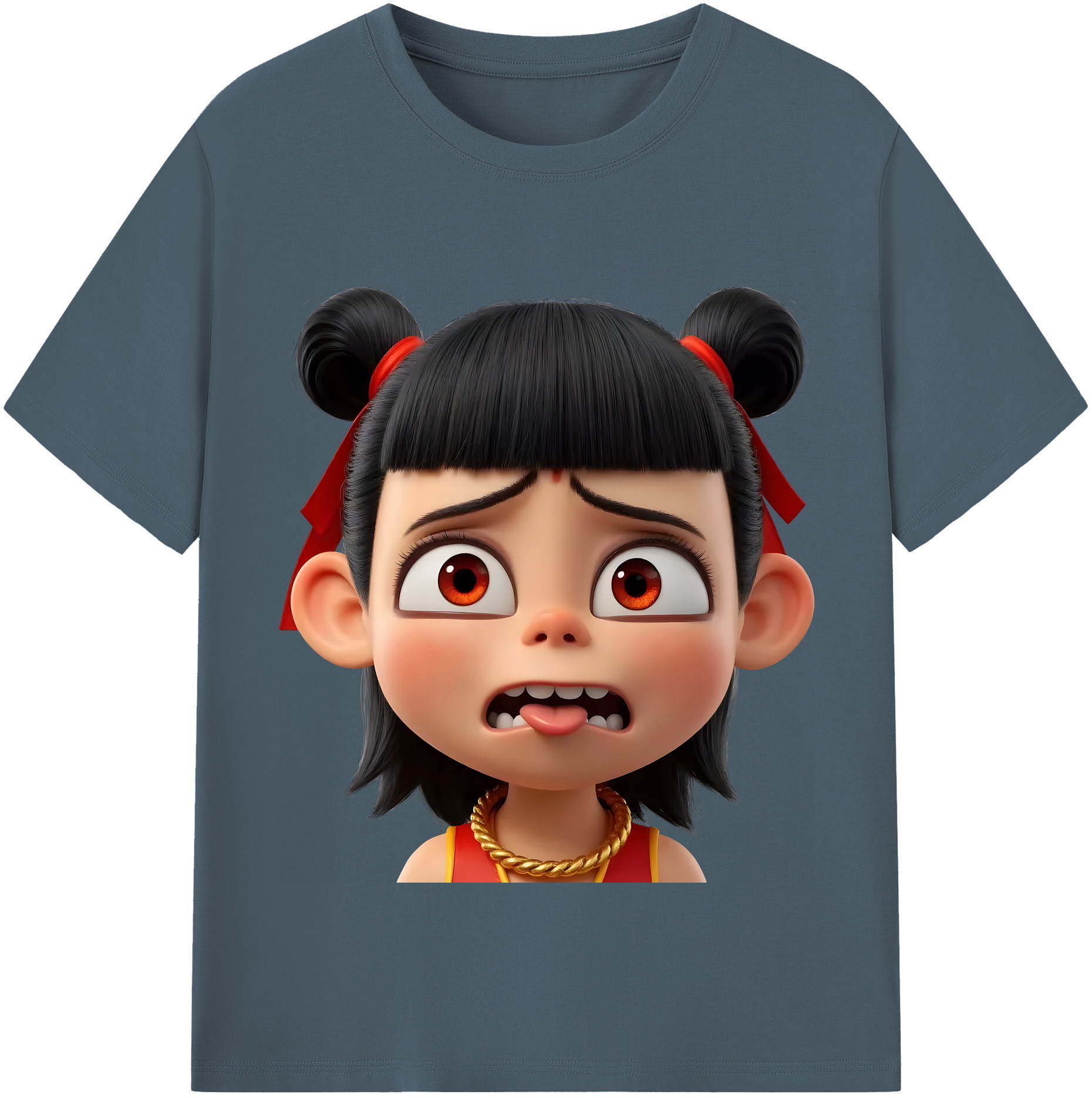 （画像用） Ne Zha 2 ナタ 魔童の大暴れ 綿100％半袖Tシャツ（フロントプリント）